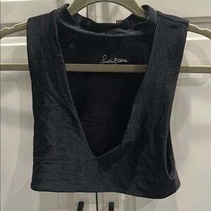 Frankie's Bikinis Black Sleeveless Crop Bikini Top